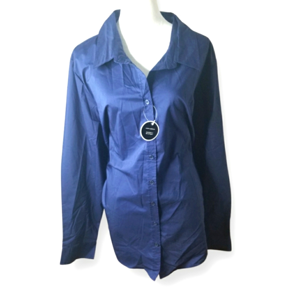 🦋George Navy Blue Button Down Dress Shirt NWT